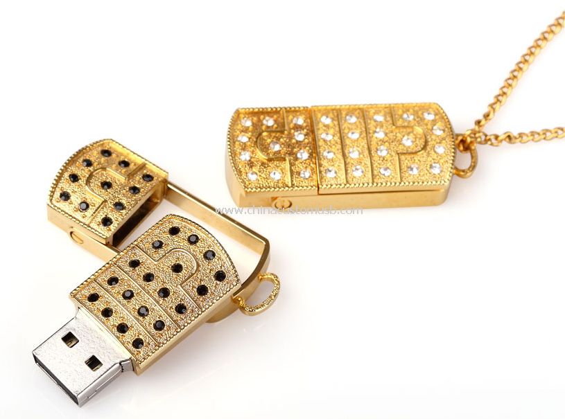 Perhiasan emas USB Flash Drive memori