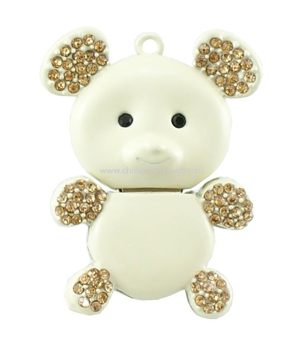 خوک سفید شکل طلا و جواهر درایو فلش USB