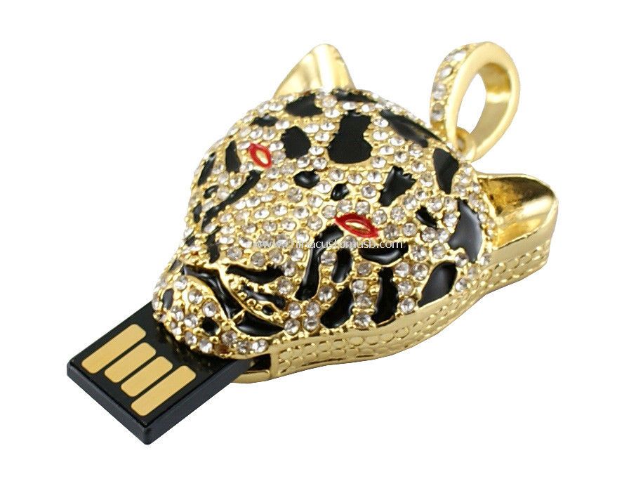 Forme de tête de léopard bijoux USB Flash Drive