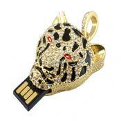 Leopard hoved forme smykker USB Flash Drive images