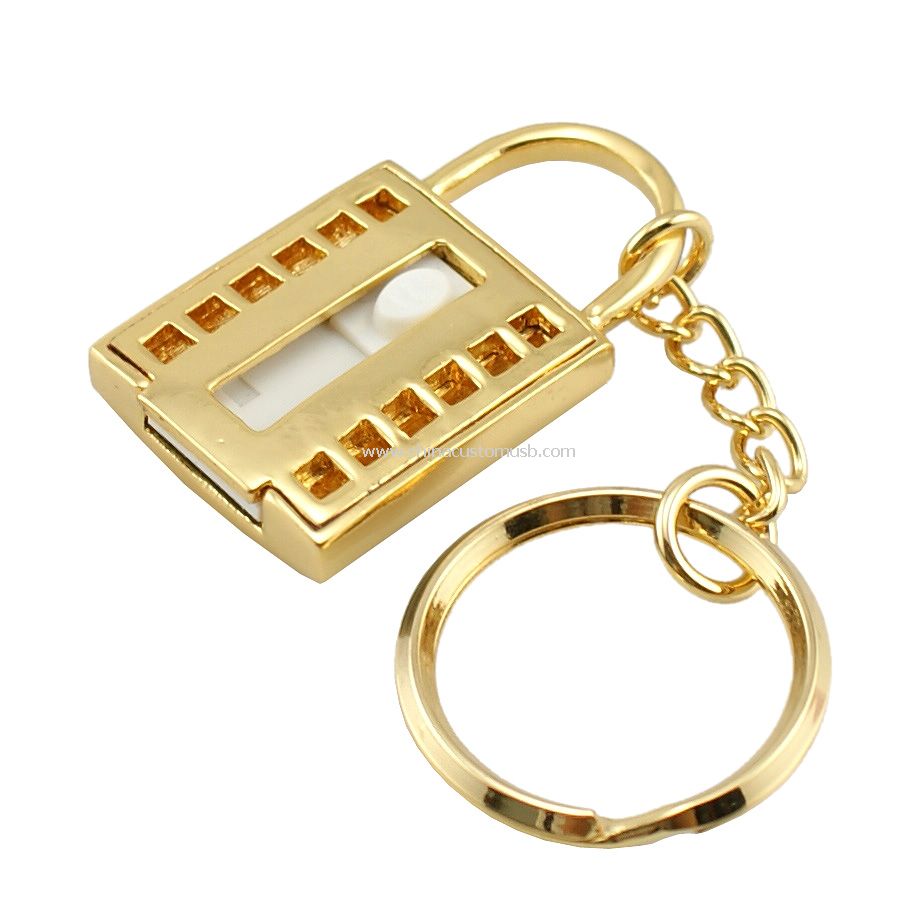 Movimentação do Flash do USB de fechamento forma joias com chaveiro