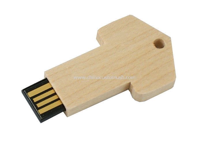 Kunci bentuk kayu ooden USB Flash Disk