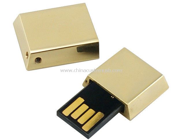 Color oro metálico USB Flash Drive con insignia de encargo