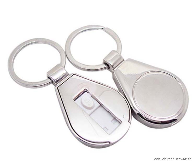 Metal Push-pull usb flash disk with Keychain