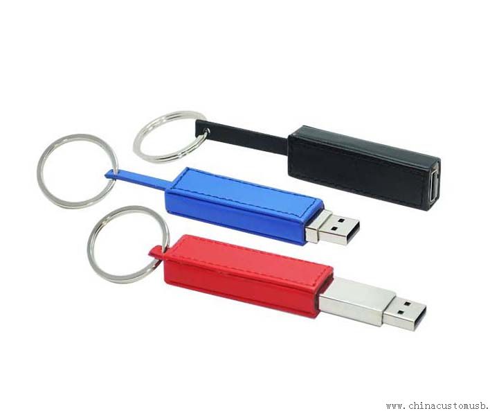 Moda das chaves USB Drive com estojo de couro