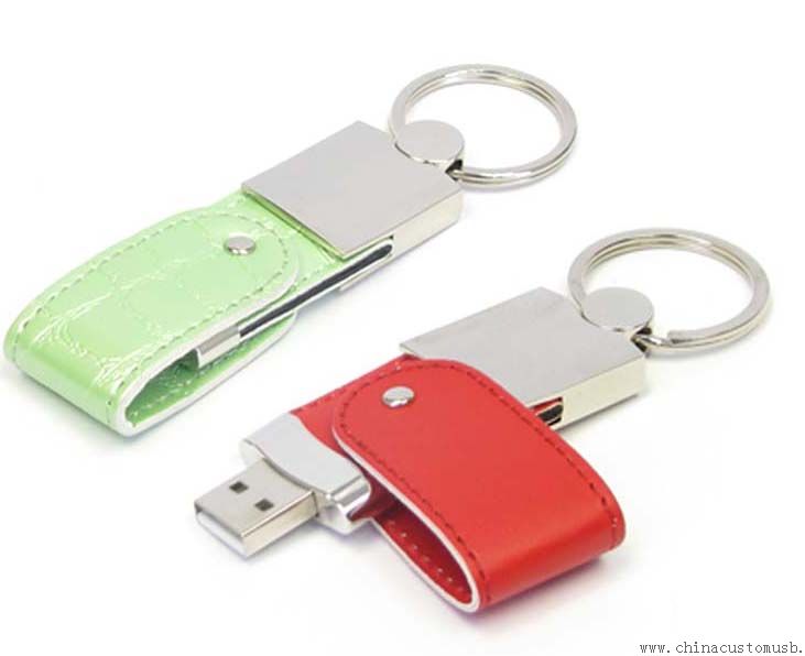 En cuir porte-clé USB Flash Drive