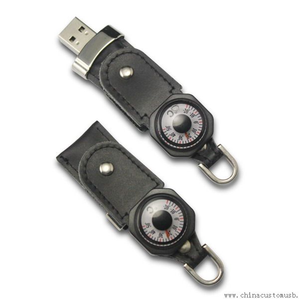 Couro USB Flash Drive com bússola