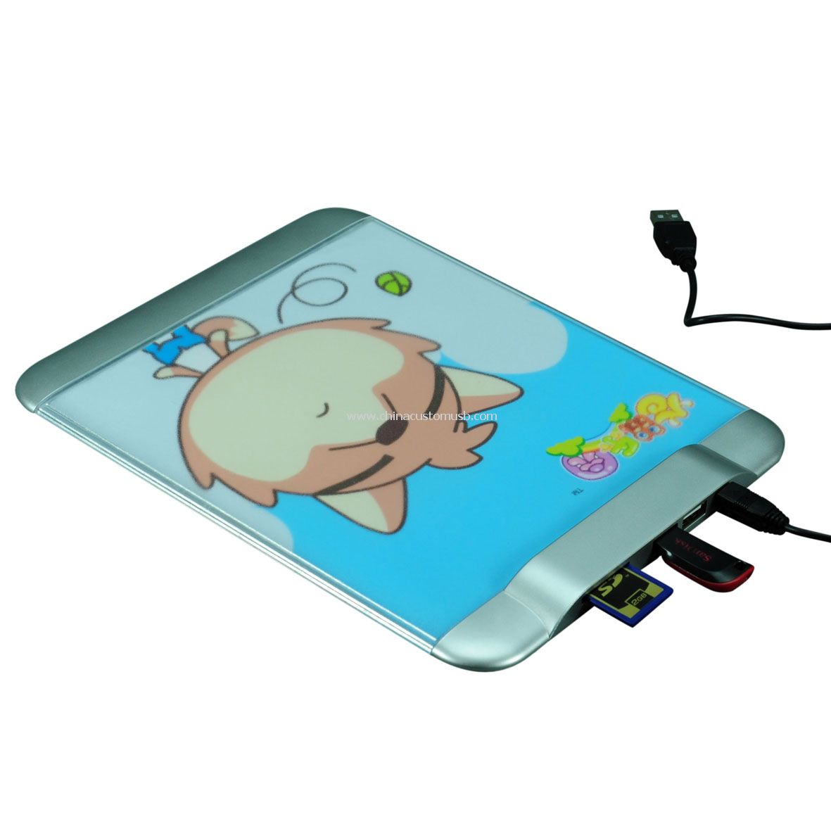 Cojín de ratón de TF SD tarjeta lector USB Hub