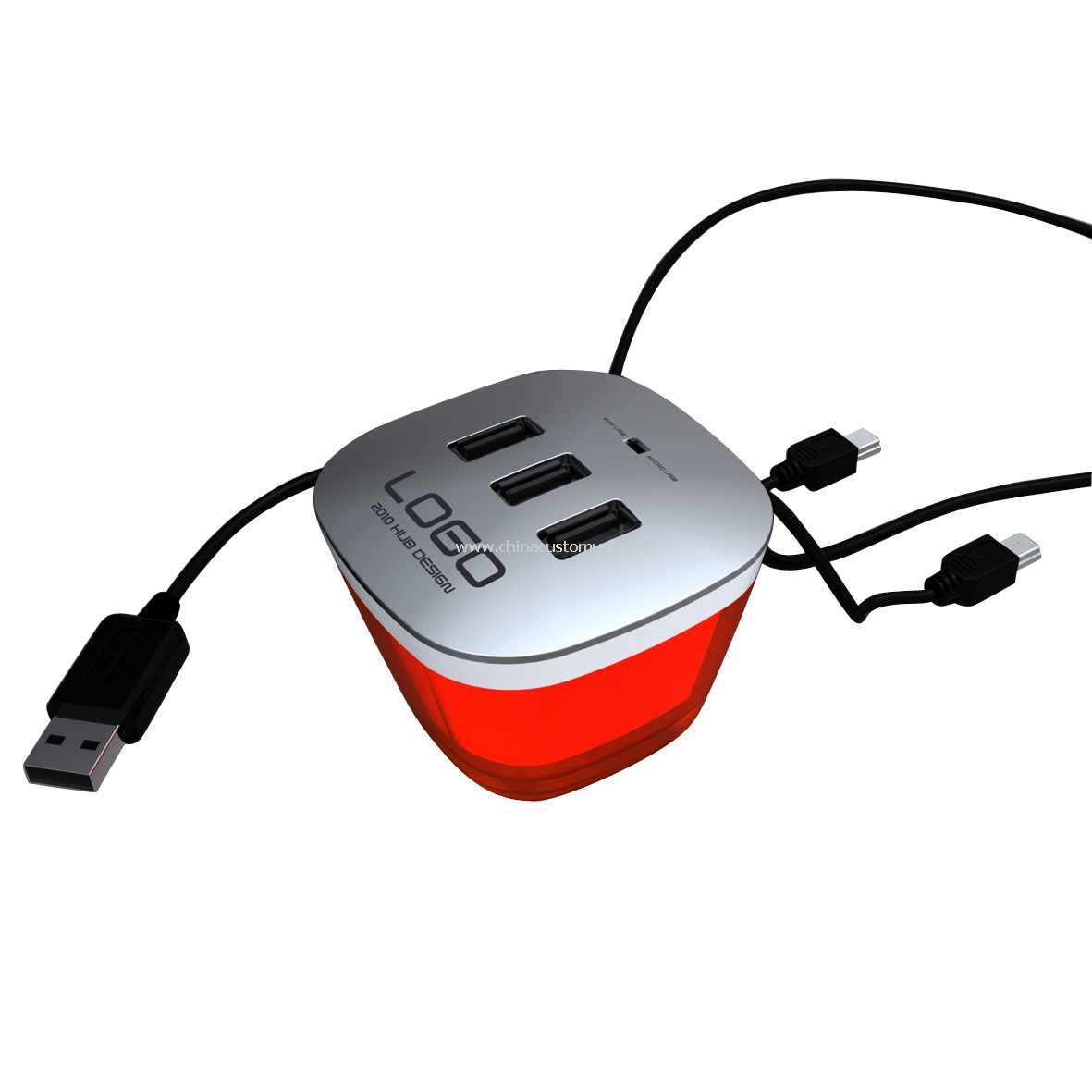 USB hub with mobile phone chargers