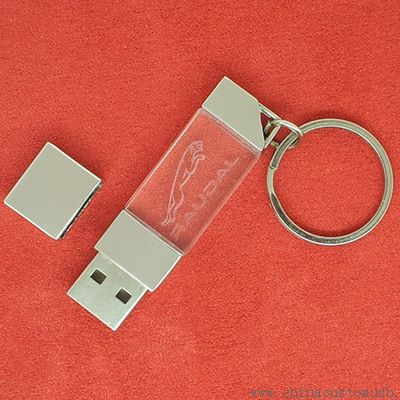 Kristal 3D Laser Logo USB Flash Drive dengan gantungan kunci