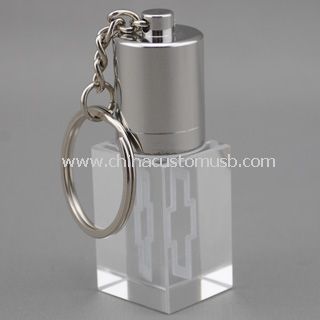 Disco USB de cristal com chaveiro
