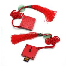 capless red metal USB Flash Drive with Chinese Knot images