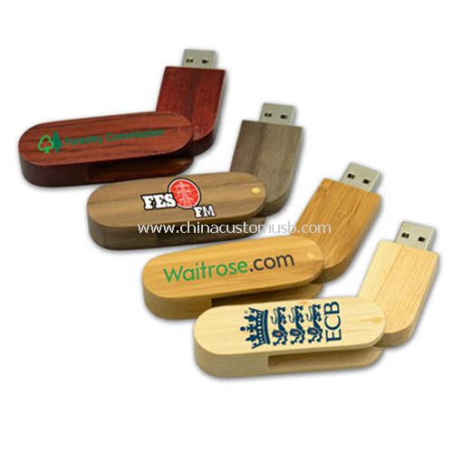 swivel Wooden or Bamboo USB Flash Drive