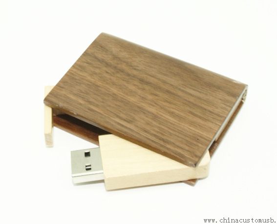 Disque instantané d'USB forme livre pivotant en bois