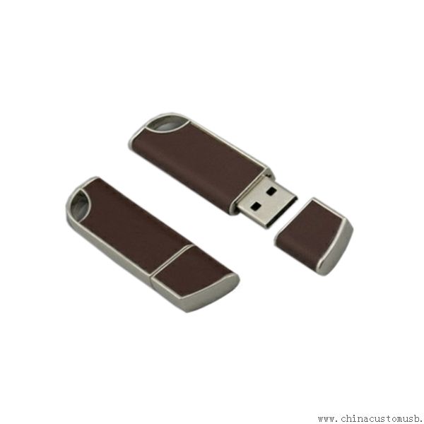Deri USB birden parlamak yuvarlak yüzey klasik
