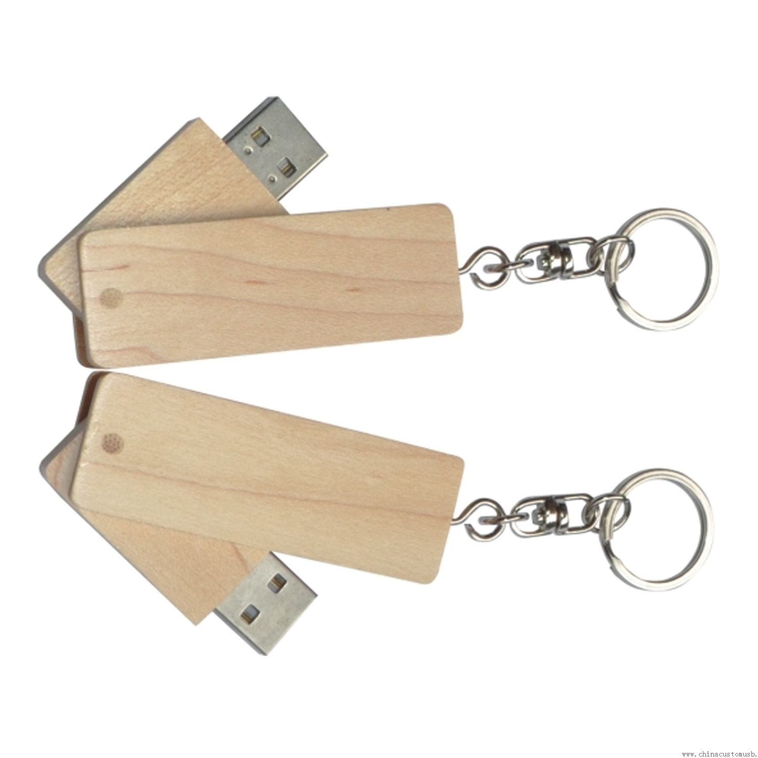 Kayu USB Flash Drive dengan gantungan kunci