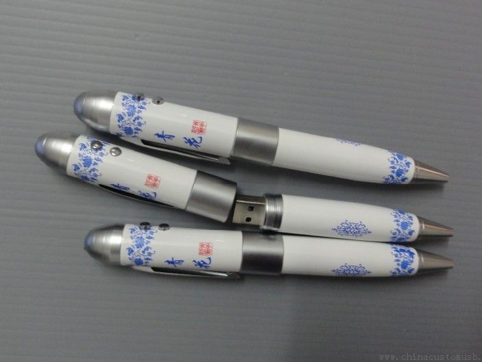 Porcelaine bleu et blanc stylo en forme USB Flash Disk