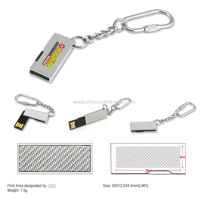 Metal USB Flash Disk med nøglering