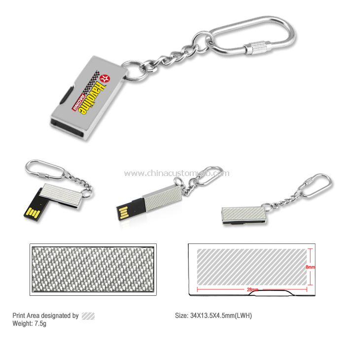 Metallo USB Flash Disk con portachiavi