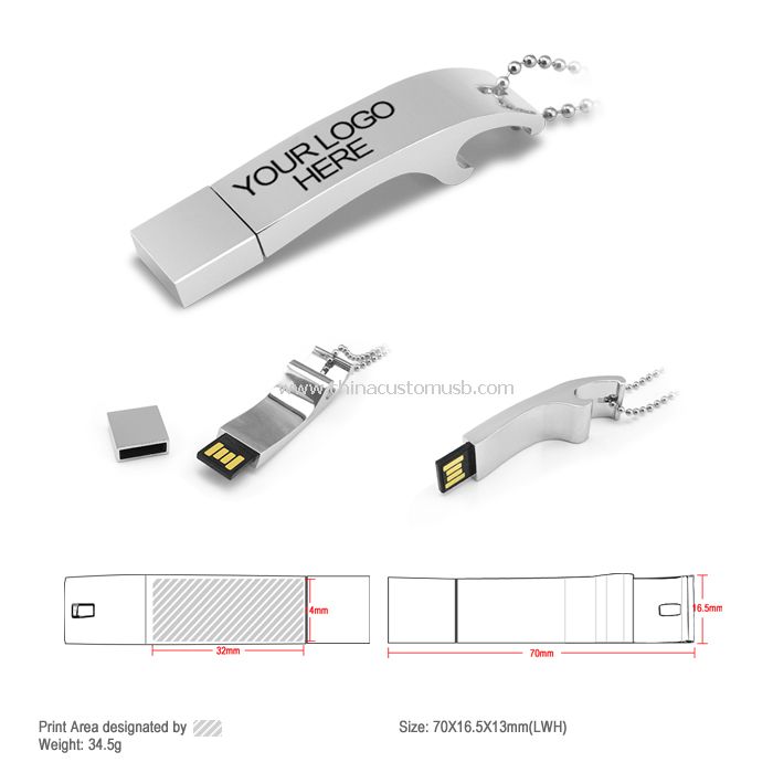 Kovový otvírák na láhve pen Drive