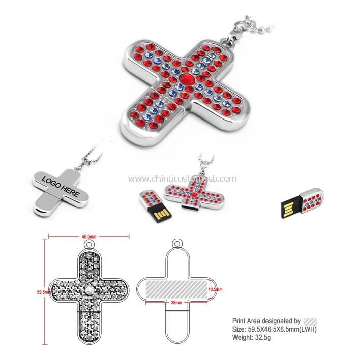 Metallo diamante croce USB Flash Drive