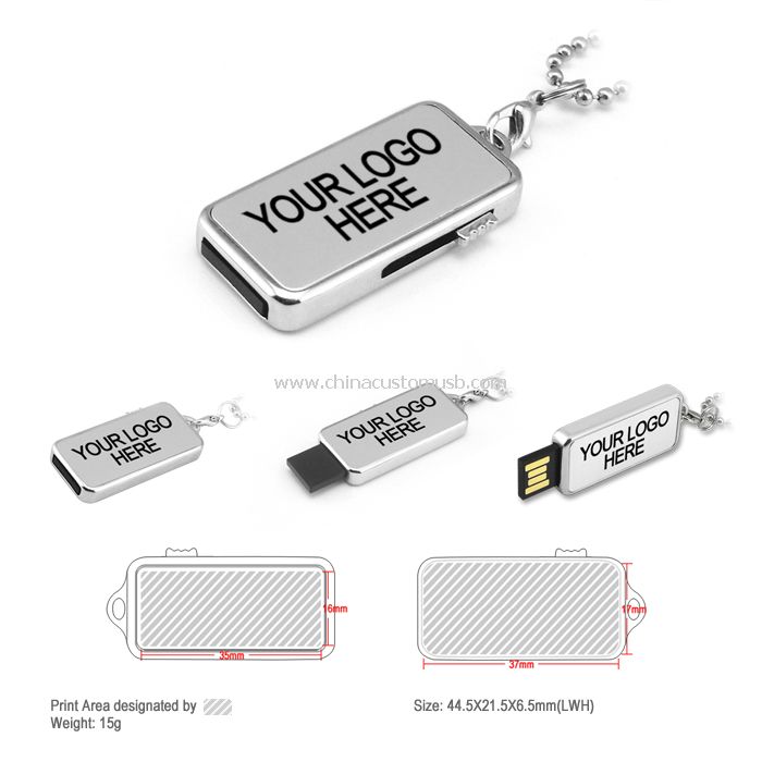 Disco di metallo portachiavi USB