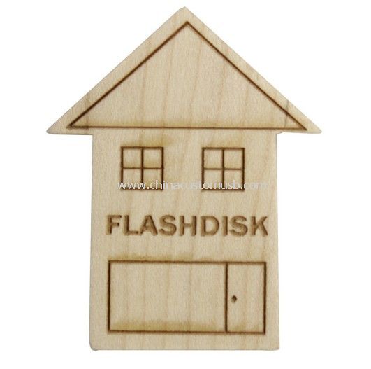 Fából készült ház alakú USB korong
