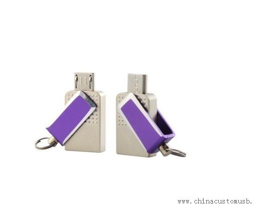Moda Metal döner OTG USB birden parlamak yuvarlak yüzey için Smartphones