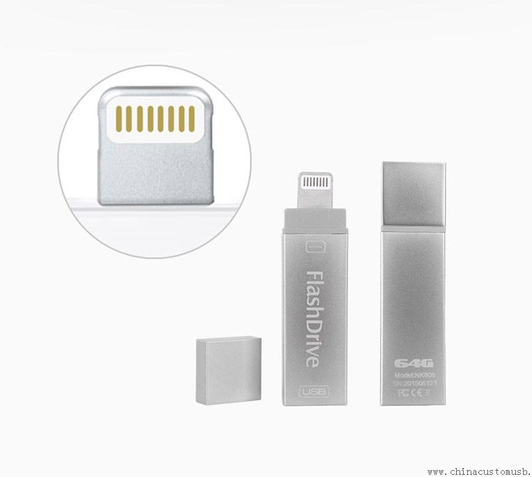Metal OTG USB birden parlamak götürmek için IPhone IPad 4GB / 8GB / 16GB / 32GB / 64GB