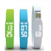 Silicone LED Watch Bracelet USB Flash Drive avec logo impression gratuit images