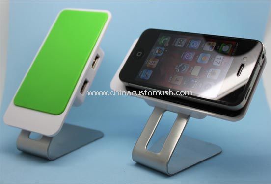 Rotating steel 4 port USB hub with phone holders