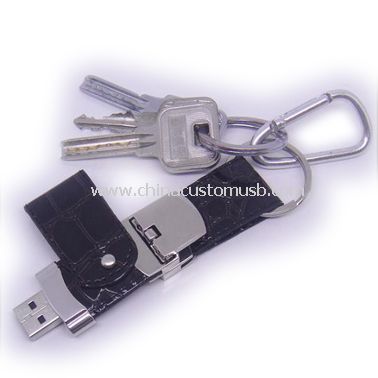 Leather USB Flash Disk with Keychain