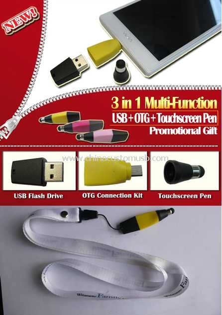 3 in 1 Multifunktions USB + OTG + Stylus-Stift