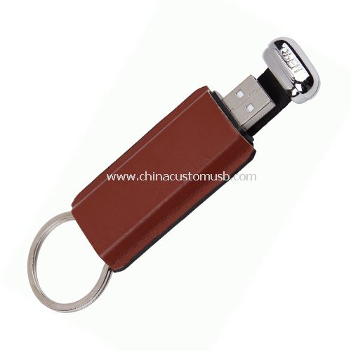 Leather flash drive with keyring business style
