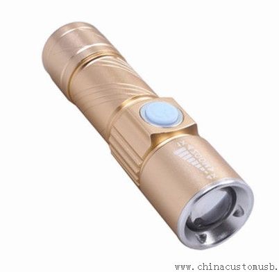 Mini alumiini Cree zoomable USB ladattava taskulamppu