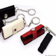 Wallet shape leather cheap mini usb flash disk with key ring images