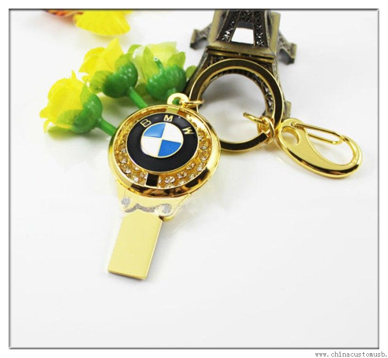 Metal key chain crystal usb flash drive with logo