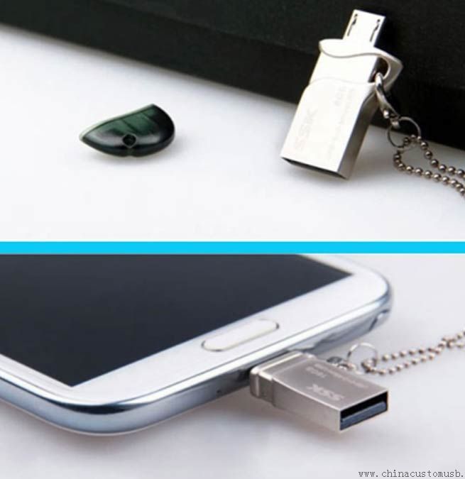 Mini usb 3.0 otg cable with keyring