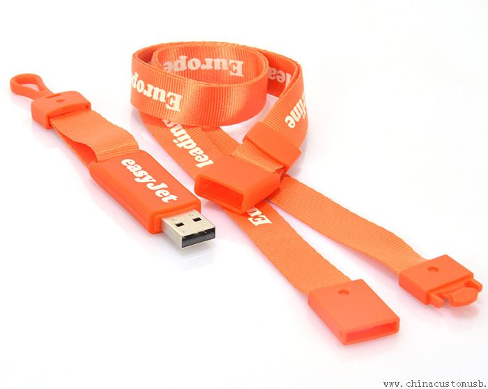 Polyester custom printing lanyard neck strap usb flash drive