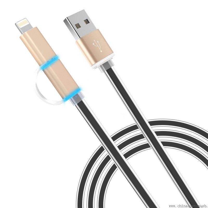 Micro USB-kabel til iPhone Samsung HTC LG 2 i 1 usb data ladekabel