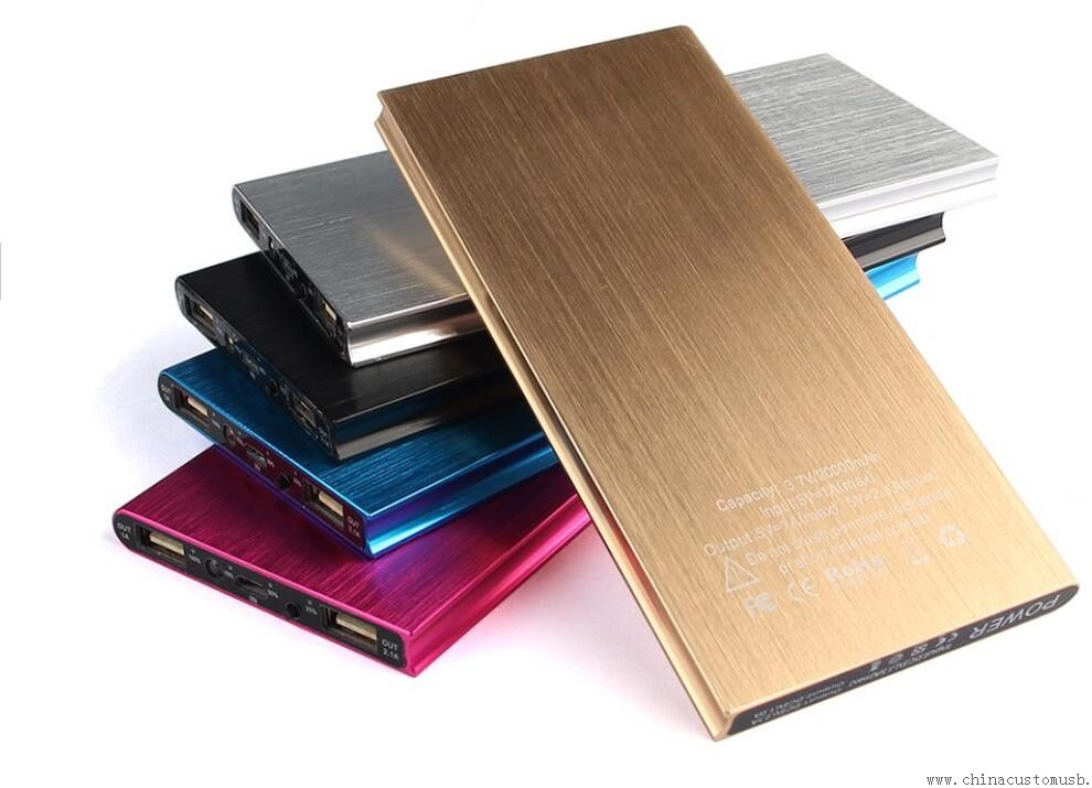 Energia portátil Ultrathin banco 20000mah LED luz escovado alumínio duplo USB