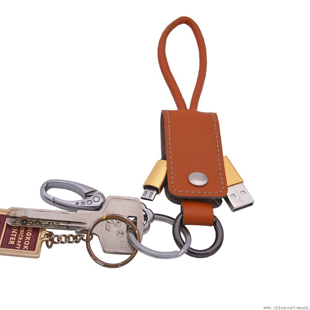 Mini Multi leather Key chain nylon braided USB Cable for iphone