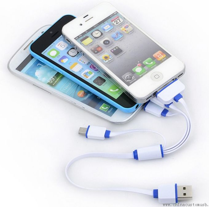 4 hoved multi usb ladekabel til iphone/samsung/andriod hurtig opladning