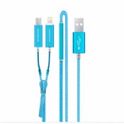 2 In1 Dual Micro USB Cable Zipper Design 1M USB 2.0 Charge Data Cable images