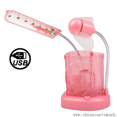 3 in 1 USB ventilatore matita vaso 5 LED luci