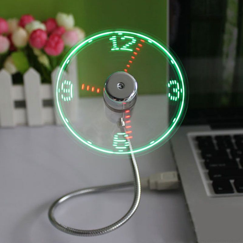 Állítható USB szerkentyű Mini LED fény USB ventilátor óra