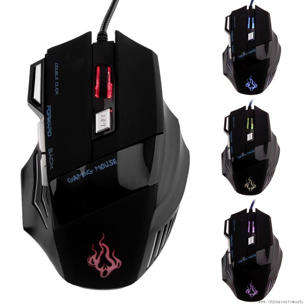 5500 DPI 7 tombol LED optik USB kabel Gaming Mouse Tikus