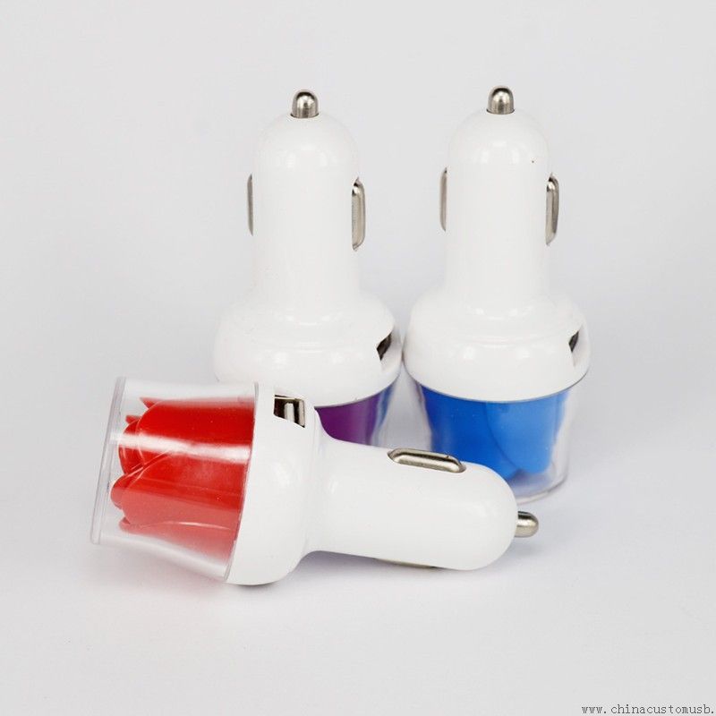 Fashion Colorful Rose USB Car Charger 2.1A For promotion