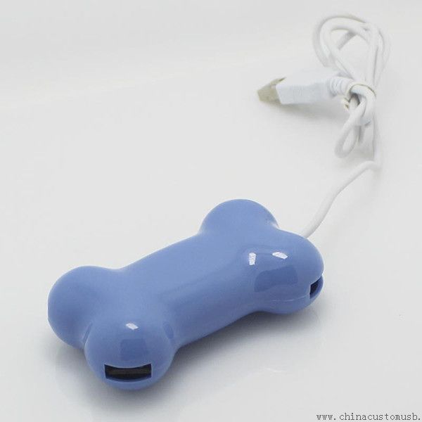 Azul 4 portas USB Hub alta qualidade USB osso-forma plástica