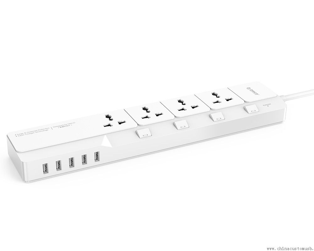 Cabo de extensão de alimentação universal com carregador USB